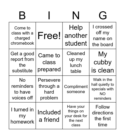 Positivity BINGO Card