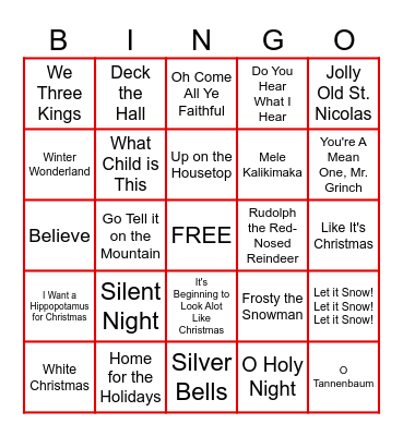 Christmas Bingo Card