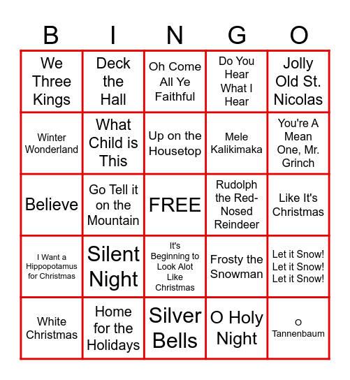 Christmas Bingo Card