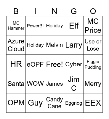 OCIO Xmas Bingo Card