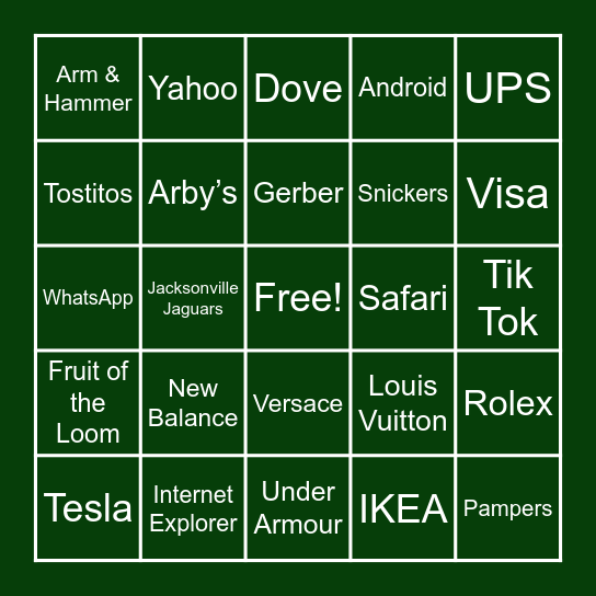 Guess the Logo Bingo Card