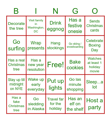 Accelerator Holiday Bingo! Bingo Card