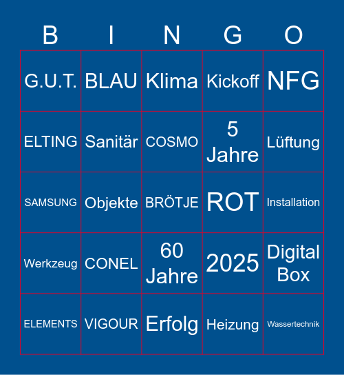 G.U.T. ELTING KICKOFF 2025 Bingo Card