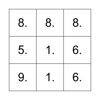 Nytår 2024 Bingo Card