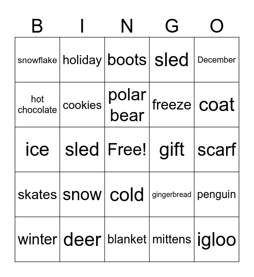 Holiday Bingo Card