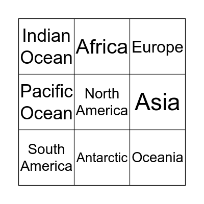 Geography  Bingo Card