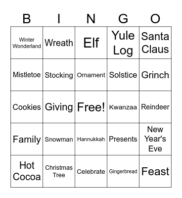 Holiday Bingo! Bingo Card