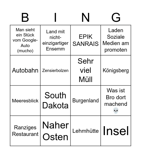 meine mama hat gesagt Bingo Card