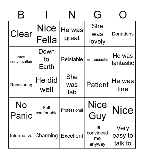 Feedback Friday Bingo Card