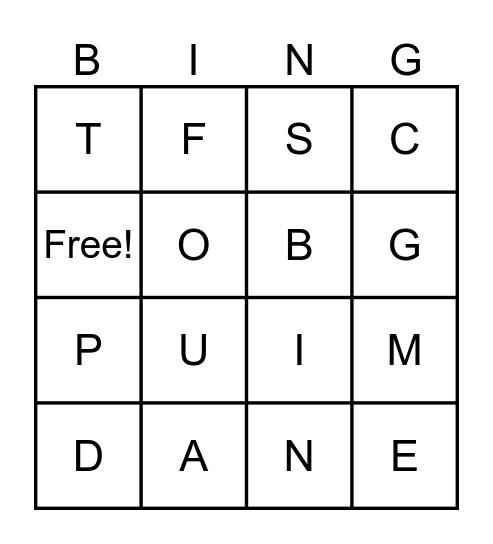 Alphabet Bingo Card