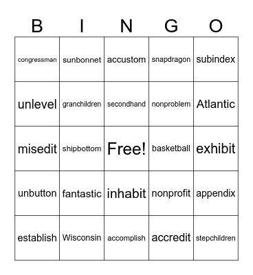 Step 3.4 Bingo Card