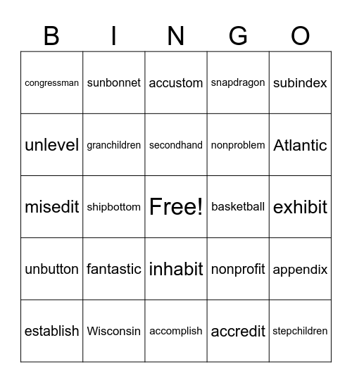 Step 3.4 Bingo Card