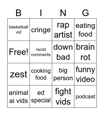 ig reels  Bingo Card