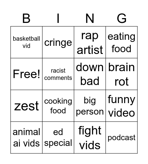 ig reels  Bingo Card