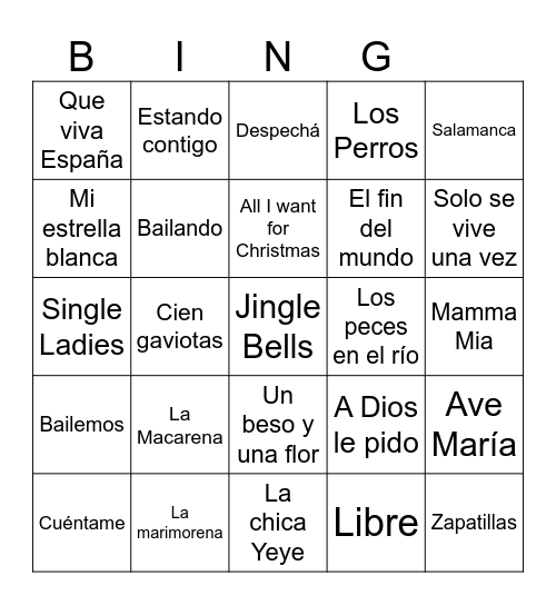 BINGO MUSICAL Bingo Card