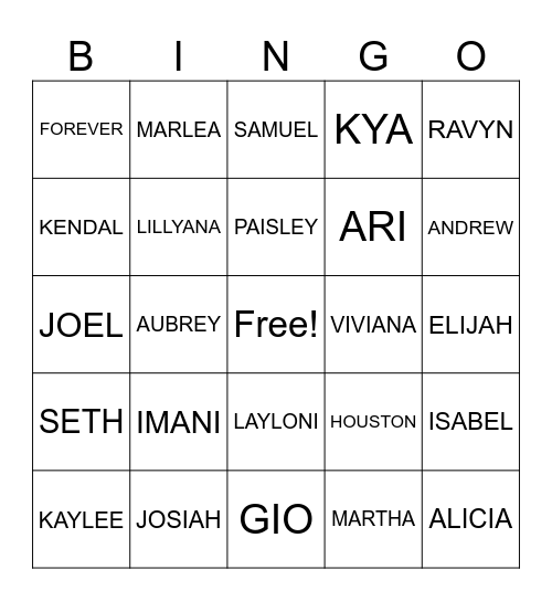 Hinojosa 2024 Bingo Card