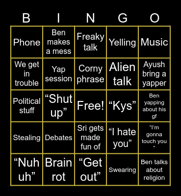 Irl Friend bingo Card