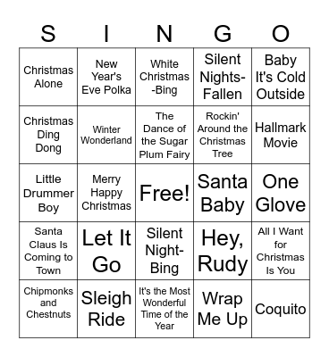 Holiday Music Bingo Card