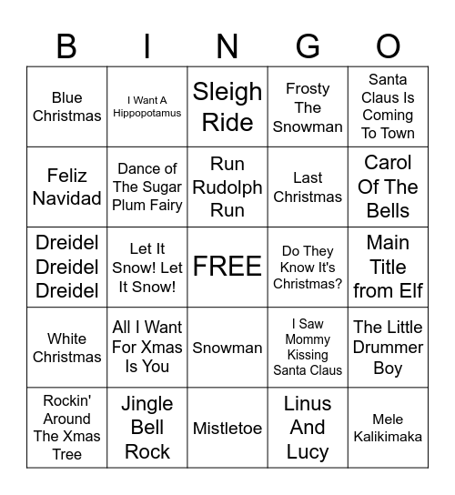 Holiday Bingo Card