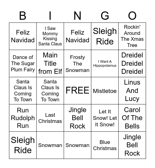 Holiday Bingo Card