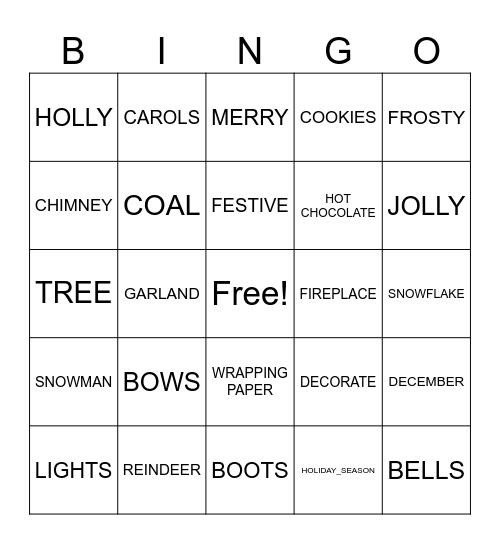 Christmas Bingo Card