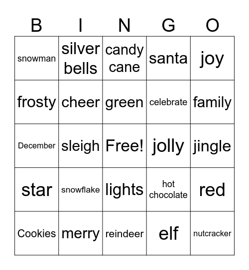 Holiday Bingo Card