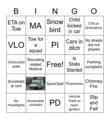 2800 Snow Events Bingo Card