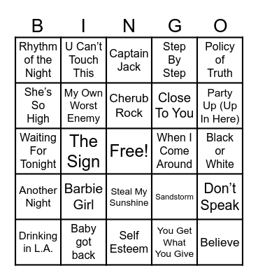 90s Bingo Card
