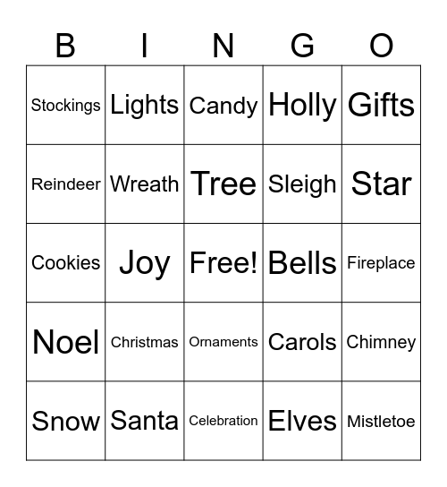 Simple Christmas Bingo Card