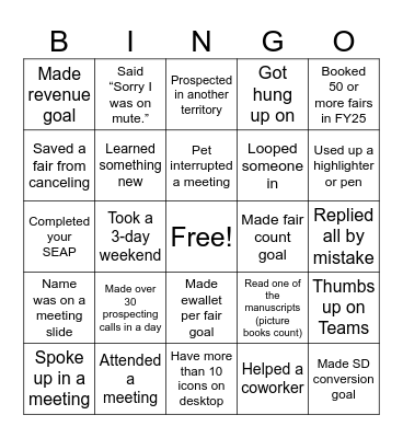 Holiday work party Bingo Card