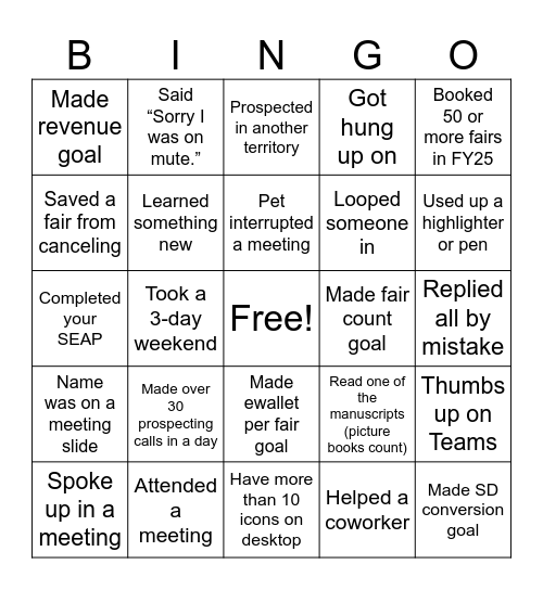 Holiday work party Bingo Card
