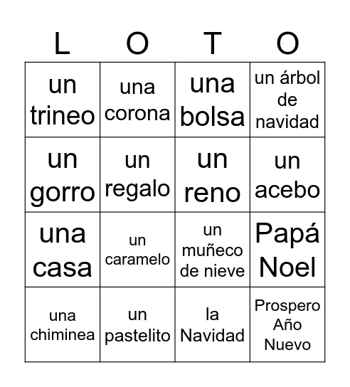 Navidad Bingo Card