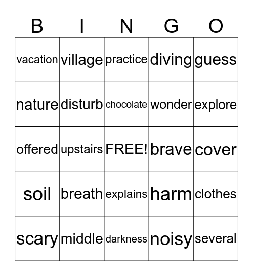 Spelling - Book 2, Unit 1 Bingo Card