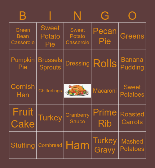 EOS Thanksgiving Food Bingo Card