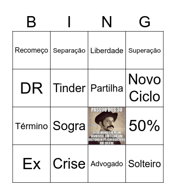 Bingo do divórcio Bingo Card