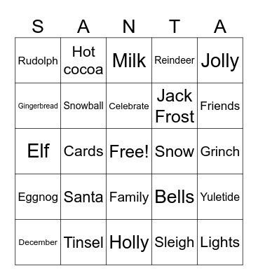 Christmas Bingo Card