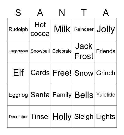 Christmas Bingo Card