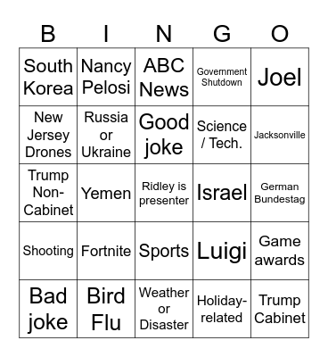 Ridley's Recap Bingo 12/19/24 Bingo Card