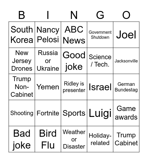 Ridley's Recap Bingo 12/19/24 Bingo Card