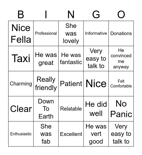 Feedback Friday Bingo Card