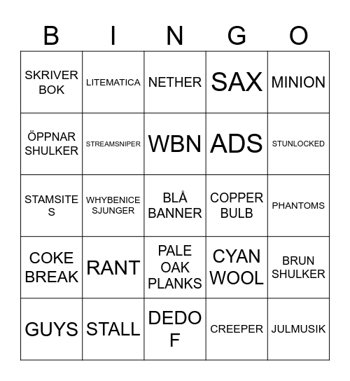 STALL-A-THON Bingo Card