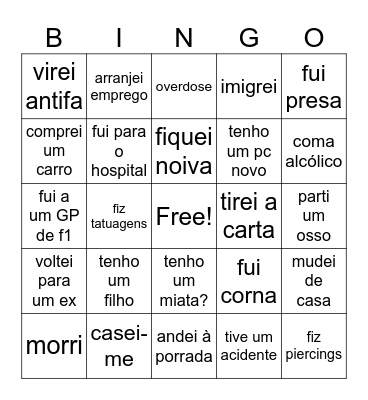 2025 da Maddie Bingo Card