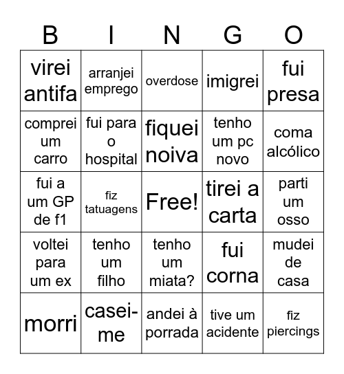 2025 da Maddie Bingo Card