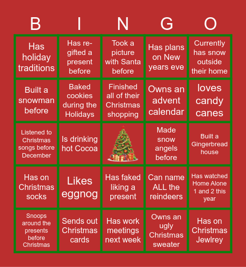 Holiday Bingo Card