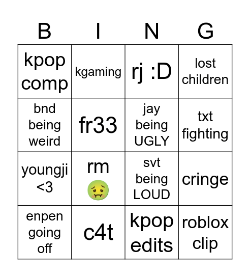 TIKTOK BINGAUR Bingo Card