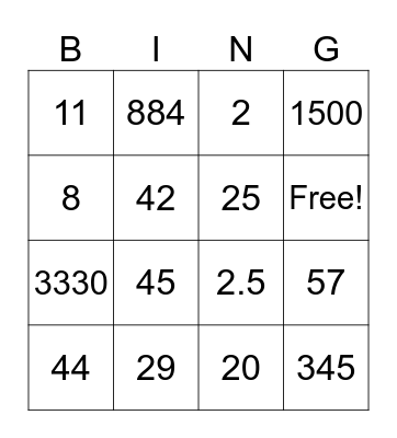 Speed/Distance/Time Bingo! Bingo Card
