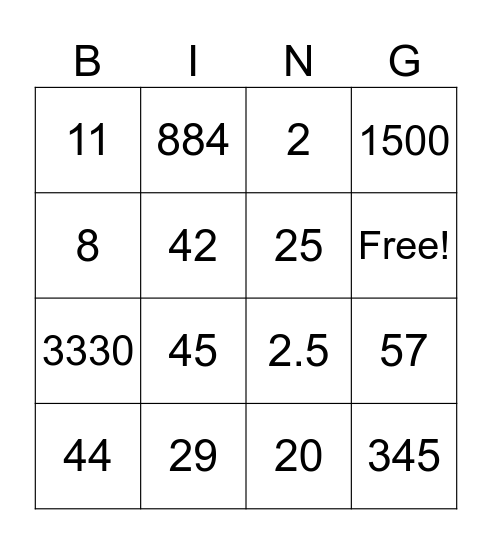 Speed/Distance/Time Bingo! Bingo Card