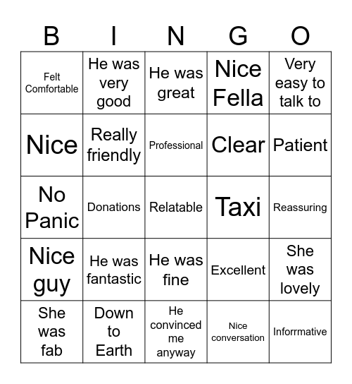 Feedback Friday Bingo Card