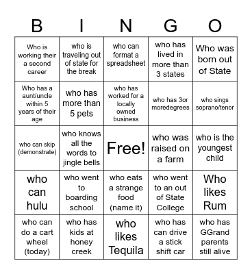 Christmas Fun BINGO! Bingo Card