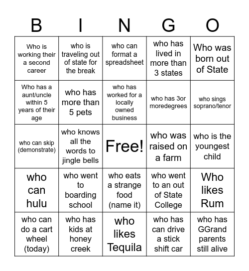 Christmas Fun BINGO! Bingo Card